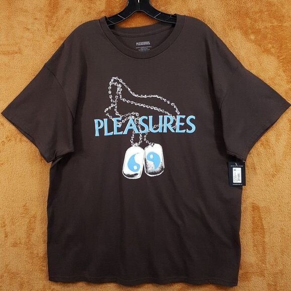 Pleasures Other - PLEASURES Shirt Mens XL Brown Pullover Crew Graphic Dog Tag Ying Yang T-Shirt